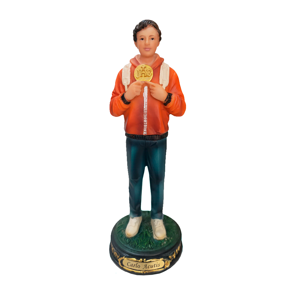 Imagem de São Carlo Acutis em resina 20cm