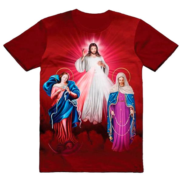 Jesus misericordioso com Nossa Senhora das lágrimas e nossa senhora Desatadora dos nos1