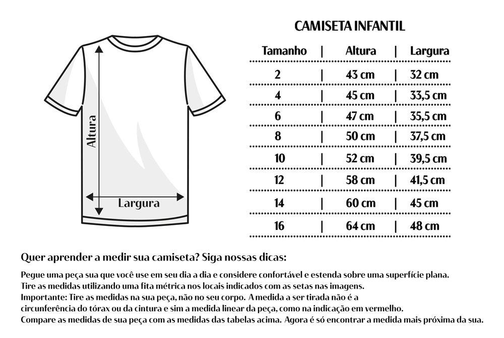 tamanho camiseta infantil