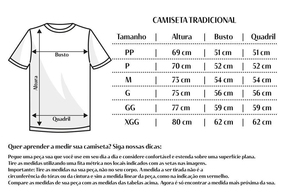 tamanho camiseta tradicional